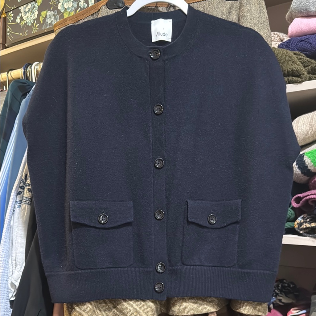 Allude Cashmere Boxy Sweater Vest S Oversized Euc Navy